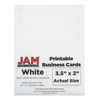 JAM Paper Printable Business Cards, 2" x 3.5", White, 100 Pack (22130975)-White printable business cards