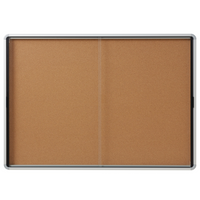 Quartet Euro Enclosed Cork Bulletin Board - Indoor Use - 2 Sliding Doors - 56" x 39"-Glass enclosed cork board