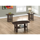 Monarch Specialties - 7924P Ens De Tables - 3Pcs/Espresso-Table basse : 22 haut. x 16 larg. x 36 prof. (po) Table d'appoint : 20 haut. x 20 larg. x 20 prof. (po)
