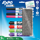 Expo - Ensemble de marqueurs effaçables à sec, marqueurs à pointe fine et biseautée, couleurs variées, efface, 9 unités-Les marqueurs effaçables à sec d’EXPO avec l’encre la plus vibrante à ce jour