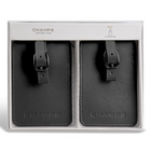 Champs - Collection Onyx Etiquettes de bagages en cuir - Noir-Boucle amovible/ajustable