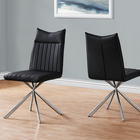 Monarch Specialties - 1213 Chaise - Simili-Cuir Noir/Chrome - Paquet de 2-Rembourré en similicuir noir avec capitonnage à canaux verticaux pour une sensation de douceur