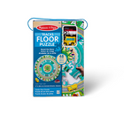 Melissa & Doug 48-Piece Round the Shore Tracks Cardboard Jigsaw Floor Puzzle with Wind-Up Vehicles-Completed puzzle measures 27 inches in diameter; bus and boat are approximately 2.5 inches long; pieces and vehicles store in box with handle for easy cleanup