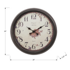 Monarch Specialties Clocks 20" Round Wall Clock - Brown -Non-ticking mechanism ensures a peaceful environment and quartz movement for accurate timekeeping, 1 AA battery is required (battery not included)