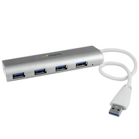 StarTech 4-Port Portable USB 3.0 Hub with Built-in Cable-Sleek and stylish, with a silver, sandblasted finish that matches your MacBook