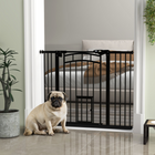 PawHut Pressure-Mounted Dog Gate Auto-Close for 29"-39.4" Wide - Black-Door auto-shuts below 90°, remains open when less than 30°