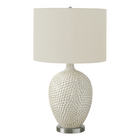 Monarch Specialties - Luminaire - 28 po H Lampe De Table - Crème Céramique - Abat-Jour Ivoire / Crème - Contemporain-Élevez votre intérieur avec cette lampe de table contemporaine en céramique crème en forme de vase, d'une hauteur de 28 pouces et d'une finition texturée, montée sur une base ronde en métal argenté et reliée à un cordon transparent d'une longueur de 6 pieds