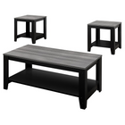 Monarch Specialties - 7992P Ens De Tables - 3Pcs/Noir/Dessus Gris-Un match parfait pour votre divan avec une finition polyvalente d'aspect bois en gris.