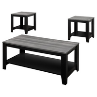 Monarch Specialties - 7992P Ens De Tables - 3Pcs/Noir/Dessus Gris-Un match parfait pour votre divan avec une finition polyvalente d'aspect bois en gris.