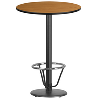 Flash Furniture Dessus de table rond de 30 po en stratifié de bois naturel avec base de table ronde de 18 po à hauteur de bar-Table d'hospitalité à hauteur de bar