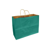 Eddie's - Sac à provisions en papier kraft 100 % recyclé - 16" x 6" x 12" - Bleu sarcelle - Paquet de 100-16" x 6" x 12"