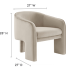 Modway - Greer Velours Performance Rembourré Fauteuil d’accent - Amande-Rembourrage résistant aux taches