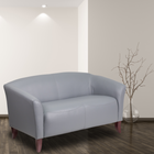 Causeuse de la série HERCULES Imperial en cuir gris (111-2-GY-GG)-Coussin de siège fixe
