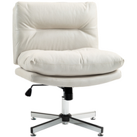 HOMCOM Criss Cross Armless Office Desk Chair - Light Grey-Criss cross design and wide, armless seat ensure spacious comfort