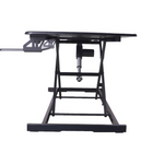 Rehausseur de bureau électrique Rocelco 46" avec prise secteur, chargeur USB et grand clavier Tracy - Noir-La plage verticale améliorée atteint des hauteurs allant de 4.7 po à 21.7 po.