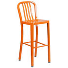 Table de bar ronde de 24 po en métal avec 4 chaises à dossier à lattes verticales, int./ext., orange (CH-51080BH-4-30VRT-OR-GG)-4