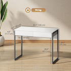 HOMCOM - Bureau d'ordinateur haut brillant avec 2 tiroirs - 39,4 po L x 19,7 po l x 29,5 po H - blanc et gris-Pieds réglables assurant la stabilité sur les sols irréguliers et évitant les rayures au sol