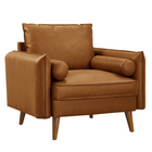 Modway - Revive Rembourré Cuir végane Fauteuil d’accent - Tan-Rembourrage en cuir végane