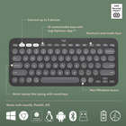 Logitech Pebble 2 Combo, Wireless Keyboard and Mouse, Quiet and Portable, Customizable, Logi Bolt, Bluetooth - Graphite-Go for Longer: Get hours of use with the Bluetooth keyboard coming with a 3-year battery and the mouse with a 2-year battery, for worry-free usage, batteries included.
