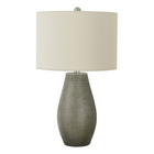 Monarch Specialties - Luminaire - 24 po H Lampe De Table - Résine Grise - Abat-Jour Ivoire / Crème - Contemporain-Une lampe de table contemporaine de 24 pouces avec une base en résine grise avec une finition texturée en relief, avec un abat-jour simple en tissu ivoire et surmonté d'un embout en métal argenté, ajoute une ambiance boho-glam élégante dans un salon, une entrée, une chambre à coucher ou un bureau à domicile