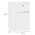 HOMCOM - Mini-réfrigérateur 3,2 pi³ avec congélateur et portes réversibles - blanc-Dispose de 2 étagères réglables, d’un bac à légumes et de balconnets de porte 
