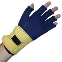 IMPACTO® 725-02 X-GR Paire Doublure de Gant Antichocs avec support de poignet en cuir, doigts 3/4, coussinet gel paume/pouce-1