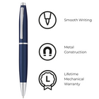 A.T. Cross Calais Ballpoint Pen - Matte Metallic/Midnight Blue-Cross products are unquestionably guaranteed against mechanical failure and all writing instruments are backed by a Lifetime Mechanical Warranty. 