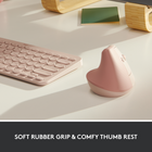 Logitech Lift Vertical Ergonomic Mouse - Rose-Raise your hand into comfort: Rest on Lift upright mouse throughout the day, with a softly textured grip and snug thumb rest for level-above coziness