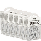 JAM Paper Coloured Jumbo Paper Clips, Large, White Paperclips, 6 Packs of 75, 450 Total (2184934g)-White