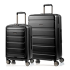 Champs Tech 2-Piece Luggage Set - Black-Expansion on Check in