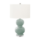 Monarch Specialties - Luminaire - 25 po H Lampe De Table - Céramique Bleue - Abat-Jour Ivoire / Crème - Contemporain - Moderne-Lampe de table contemporaine, tendance et élégante de 25 pouces de haut en céramique bleue en forme de double gourde sur une base épaisse en cristal acrylique et et surmontée d'un abat-jour tambour chic en ivoire