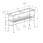 Monarch Specialties 2128 Accent Table - 42"L/Silver /Tempered Glass Hall Console-Simple and airy contemporary design