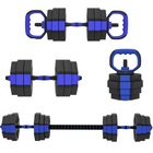 Soozier - Ensemble D’Haltères Réglables 4-En-1 - Ensemble De Poids Libres 55 Lb - Bleu-Ensemble 4-en-1 de 55 lb (25 kg) : haltères, barres, kettlebells et supports pour pompes  