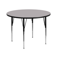Flash Furniture 42'' Round Activity Table with Thermal Fused Laminate Top and Standard Height Adjustable Legs, Grey-Grey Laminate