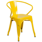 Flash Furniture 31.5'' x 63'' Rectangular Yellow Metal Indoor-Outdoor Table Set with 6 Arm Chairs (ET-CT005-6-70-YL-GG)-ANSI BIFMA Certified