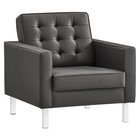Modway - Loft Touffe Cuir végane Fauteuil - Gris argenté-Fauteuil de salon du milieu du siècle