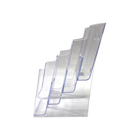 Futech 4-Bay Trifold Literature Holder - Acrylic - 4.25" W x 10" H x 8" D - 2 Pack (CTS0132)-Number of Slots: 4
