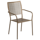Table de jardin ronde (30po) et pliable en acier doré et 4 chaises au dossier carré, intérieur/extérieur [CO-30RDF-02CHR4-GD-GG]-4