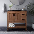 Modway - Ashlyn 36" Armoire de toilette de salle de bain (lavabo non inclus) - Noyer-Capsules de pied non marquées