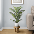 Monarch Specialties - Plante Artificielle - 28 po H - Palmier - Mis En Pot - Touche Réelle - Feuilles Vertes - Pot Blanc-Douze feuilles de palmiers vertes luxuriantes, réalistes, et réglables au toucher réel apportent une sensation tropicale