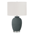 Monarch Specialties - Luminaire - 24 po H Lampe De Table - Céramique Bleue - Abat-Jour Ivoire / Crème - Contemporain-Illuminez votre espace avec cette lampe de table élégante et polyvalente de 24 pouces de haut, comportant une base texturée en céramique bleue, pied en métal argenté, abat-jour en tissu ivoire en forme de tambour et fleuron rond argenté