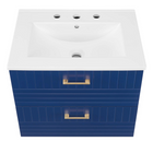 Modway - Daybreak 24" Vanette de salle de bain - Bleu-blanc-VANITÉ DURABLE - Cette vanité est fabriquée en caoutchouc, MDF et particules avec une finition mate, et comprend un évier en céramique avec un comptoir intégré et des trous de robinet centraux de 8"