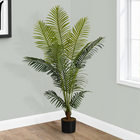Monarch Specialties - Plante Artificielle - 57 po H - Palmier - Mis En Pot - Touche Réelle - Feuilles Vertes - Pot Noir-11 feuilles de palmier vertes luxuriantes ajustables et réelles ajoutent une touche exotique à n'importe quelle pièce