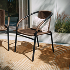 Chaise de restaurant empilable en rotin brun foncé pour l’intérieur et l’extérieur (TLH-037-DK-BN-GG)-S'empile jusqu'à 23 chaises de hauteur