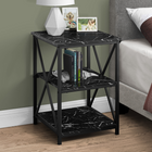 Monarch Specialties 3595 Accent Table - 26"H/Black Marble/Black Metal-Slender yet sturdy black metal base has an X-shaped design on the sides for a decorative touch