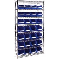 Kleton - Étagères Robustes En Treillis Métallique Avec Bacs De Rangement, Tiers 8, 36po La X 74po H X 14po P-Profondeur 14po