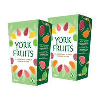 Carton de fruits York 350g (paquet de 2)-L'assortiment de gelees aux saveurs de fruits comprend du citron, de la lime, de la mandarine, de la framboise, de la fraise et de la cerise