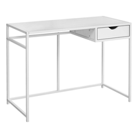 Monarch Specialties 7570 42" Computer Desk - White/White Metal-Computer desk with 1 small storage drawer featuring a comfortable cutout handle and metal drawer slides