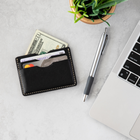 Decent Living Leather Card Holder Wallet - Black-The middle slot holds folded bills safely