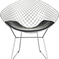 Nicer Furniture - chaise en fil de diamant de style Bertoia - coussin en PU noir-Une chaise polyvalente qui peut être utilisée dans n'importe quel environnement